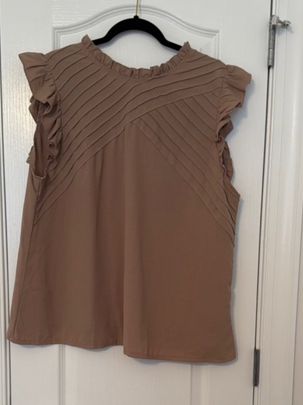 Elegant Brown Ruffle Sleeve Top